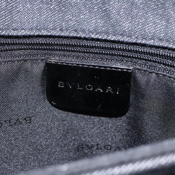 BVLGARI Logo Mania Shoulder Bag Canvas Black Silver - Picture 10 of 16